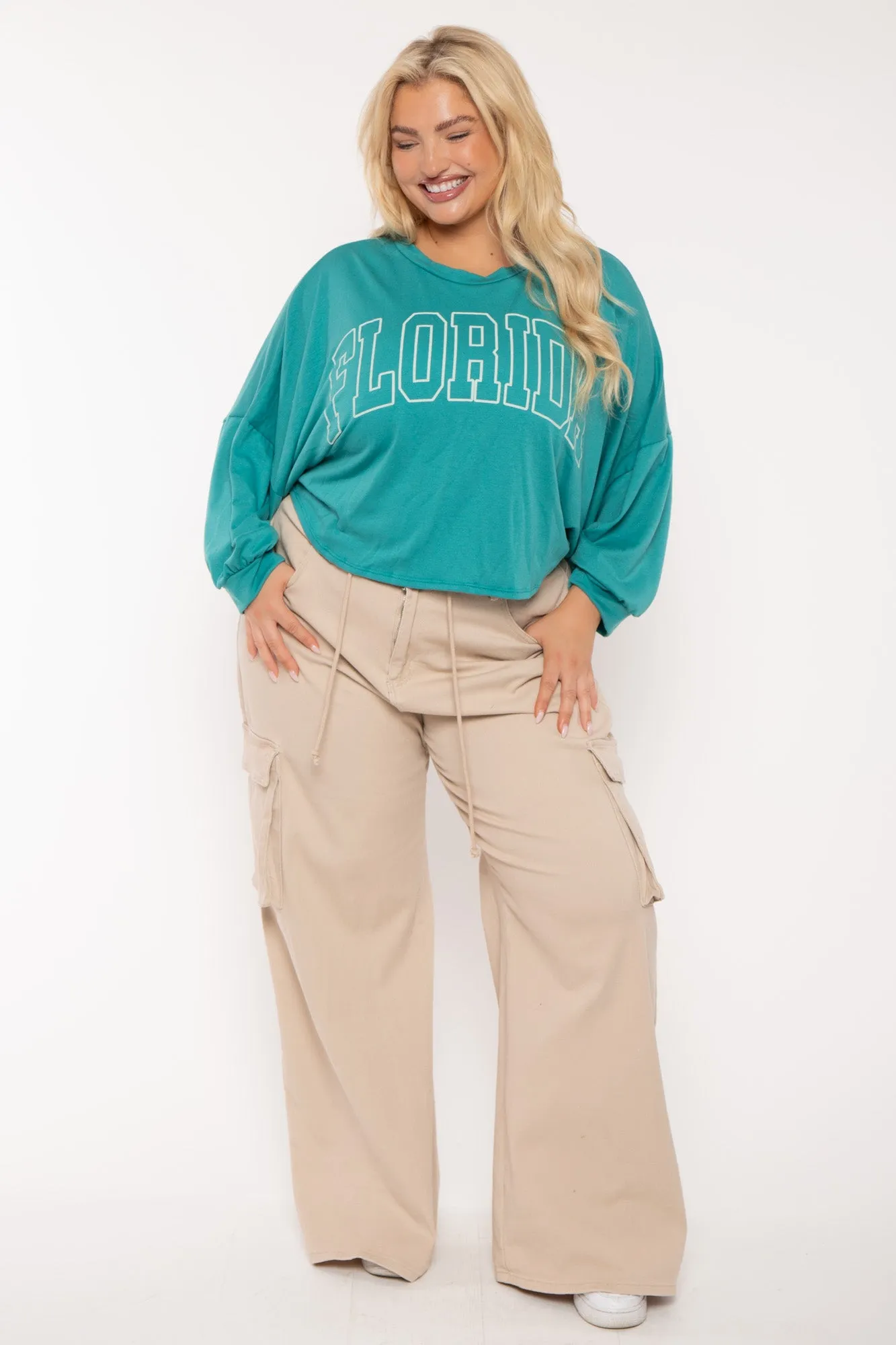 Plus Size Florida  Oversize Top- Jade