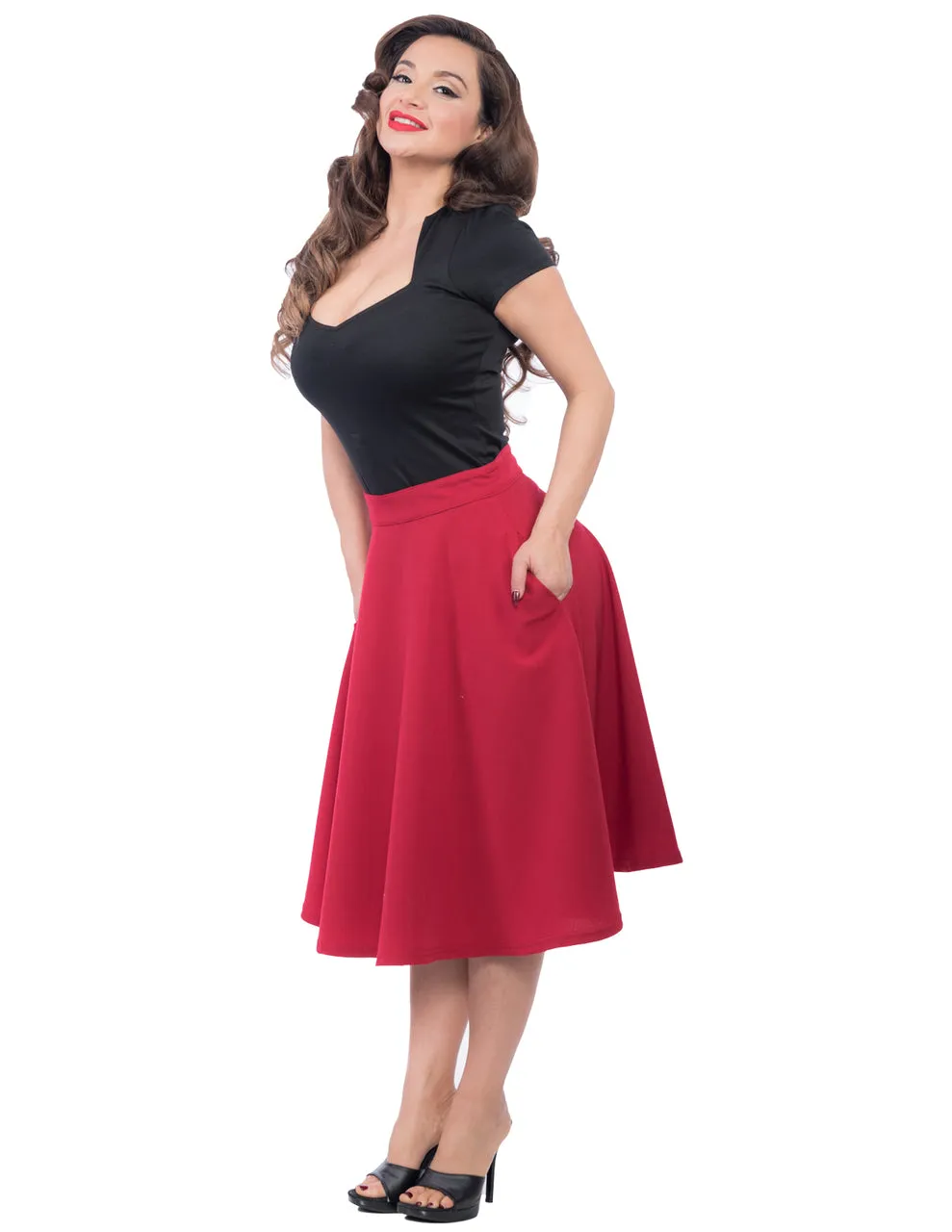 Pocket High Waist Thrills Skirt in Red