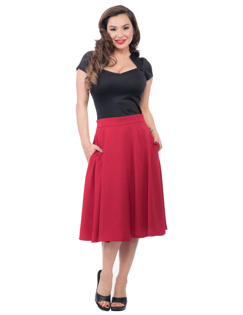 Pocket High Waist Thrills Skirt in Red