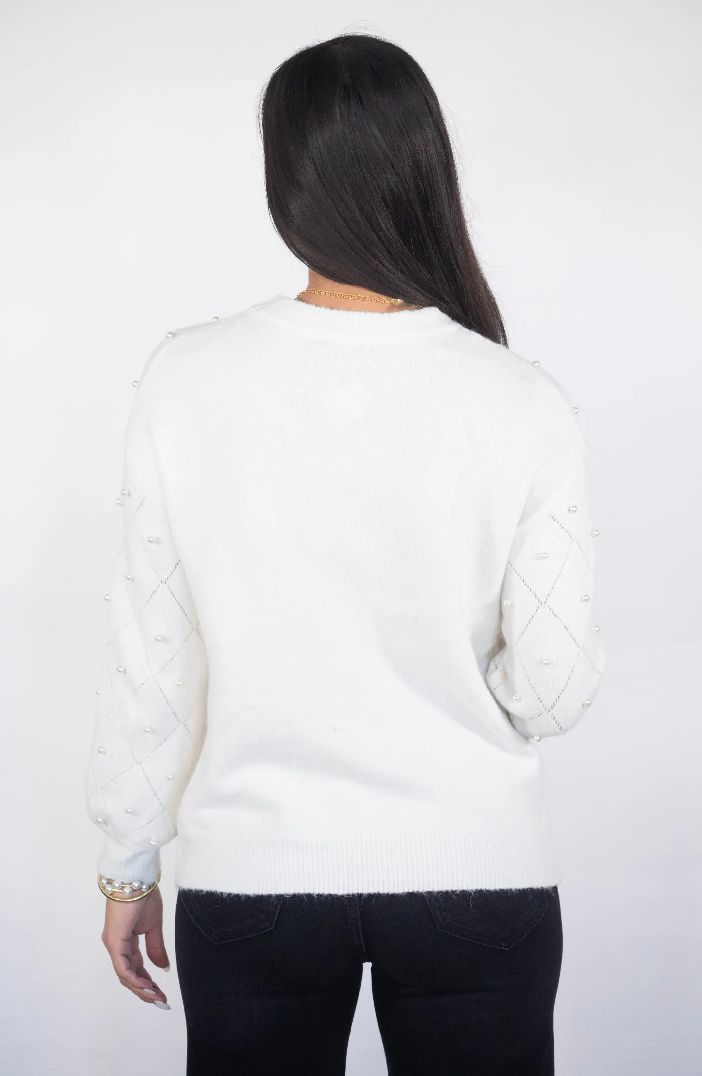 Pretty In Pearls Ivory Embellished Sweater