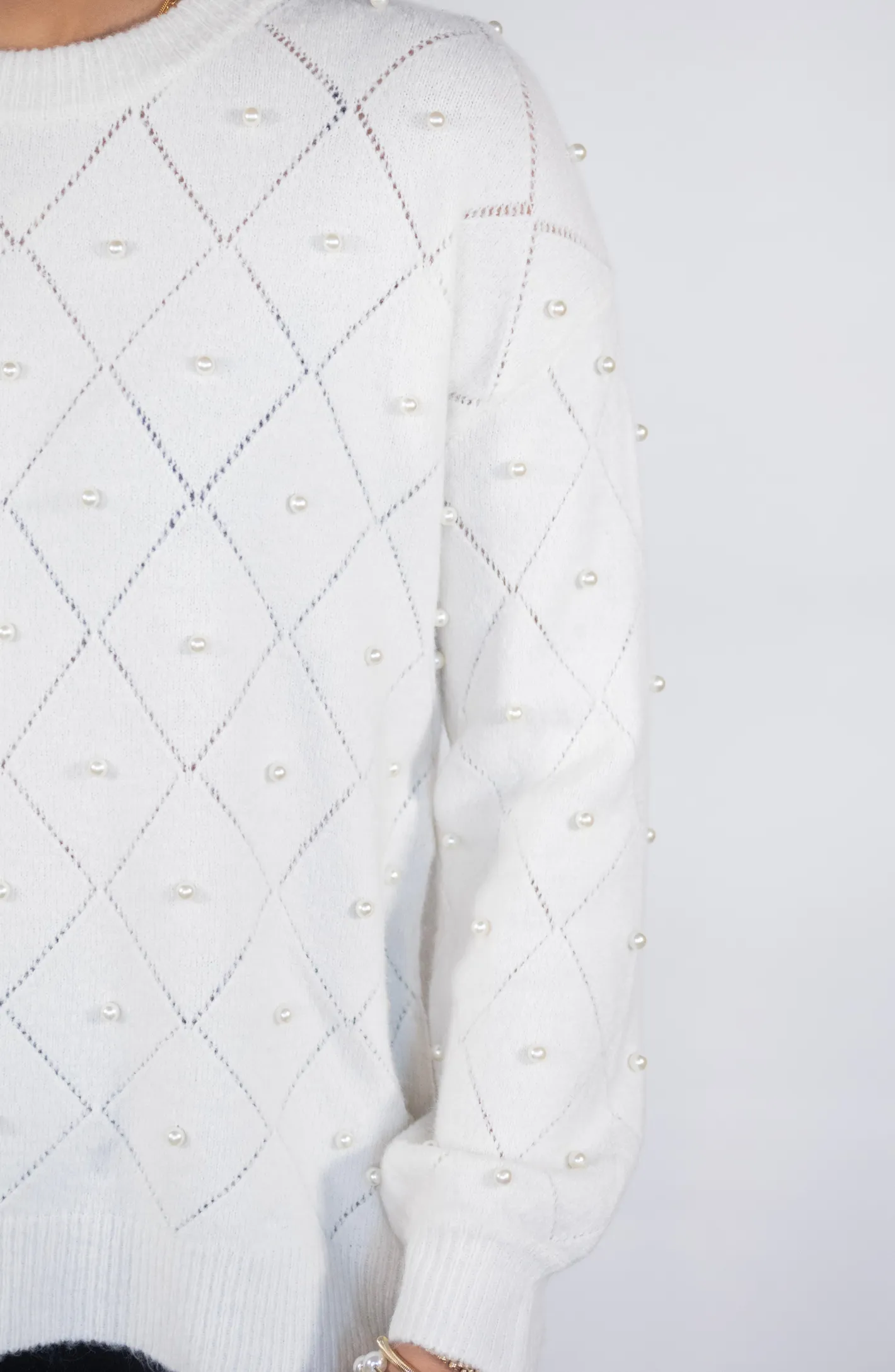 Pretty In Pearls Ivory Embellished Sweater