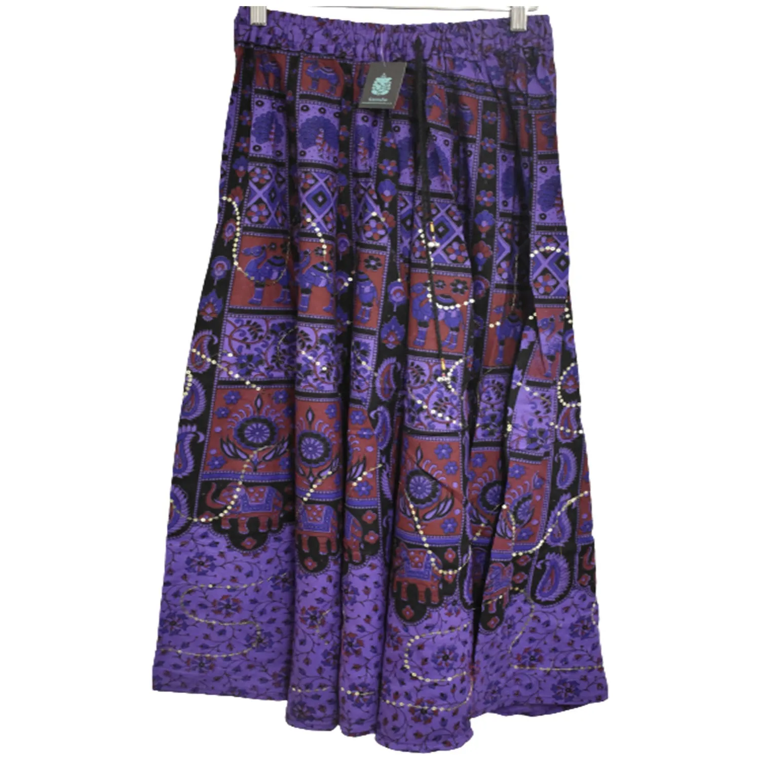 Purple Pattern Long Cotton Skirt