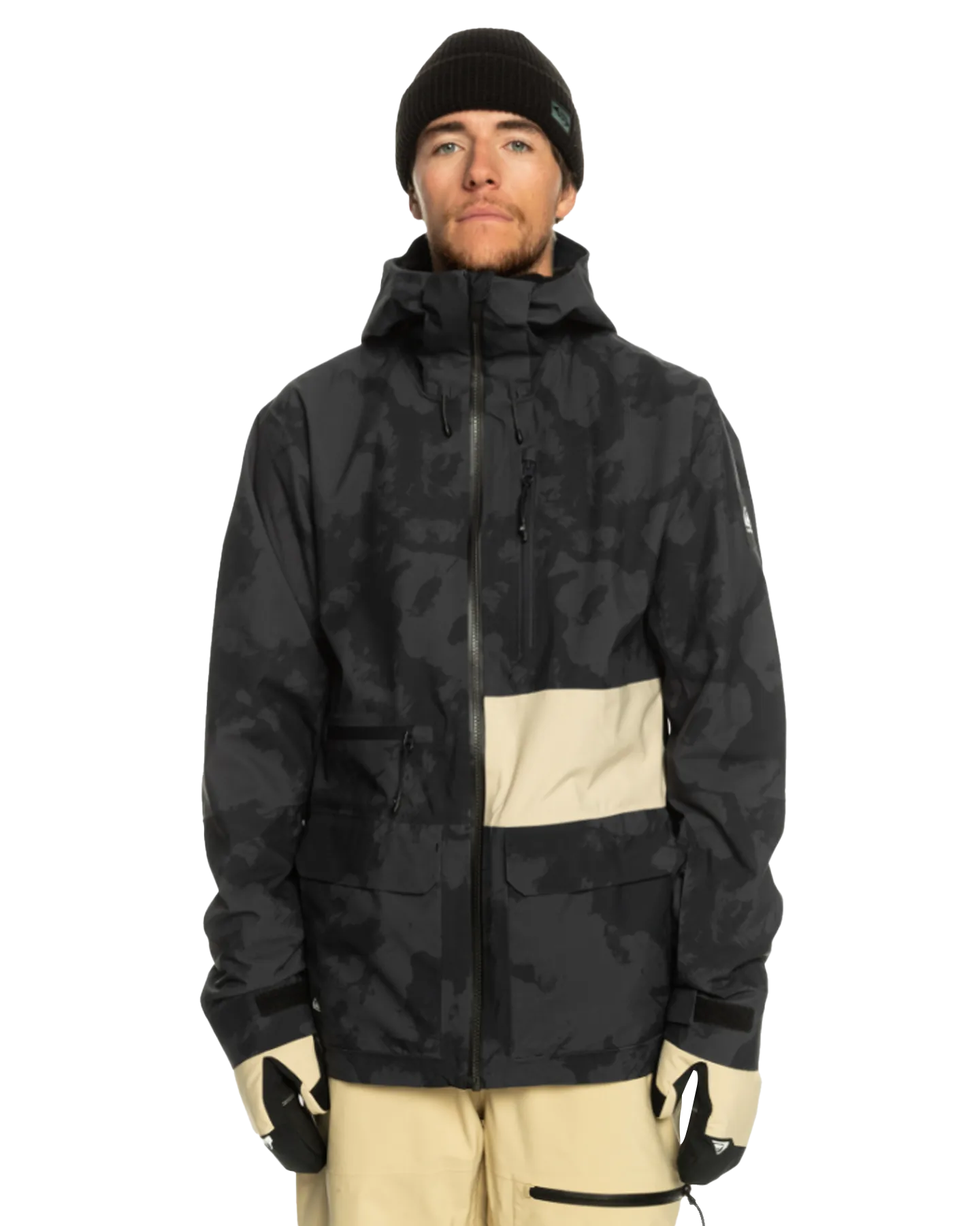 Quiksilver Sammy Carlson Stretch Quest Technical Snow Jacket - Tie Dye True Black