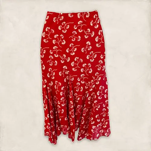 Ralph Lauren Red & White Cotton Floral Skirt  Size S Approx UK 10/12 US 6/8 EU 38/40