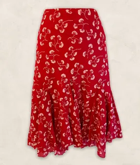 Ralph Lauren Red & White Cotton Floral Skirt  Size S Approx UK 10/12 US 6/8 EU 38/40