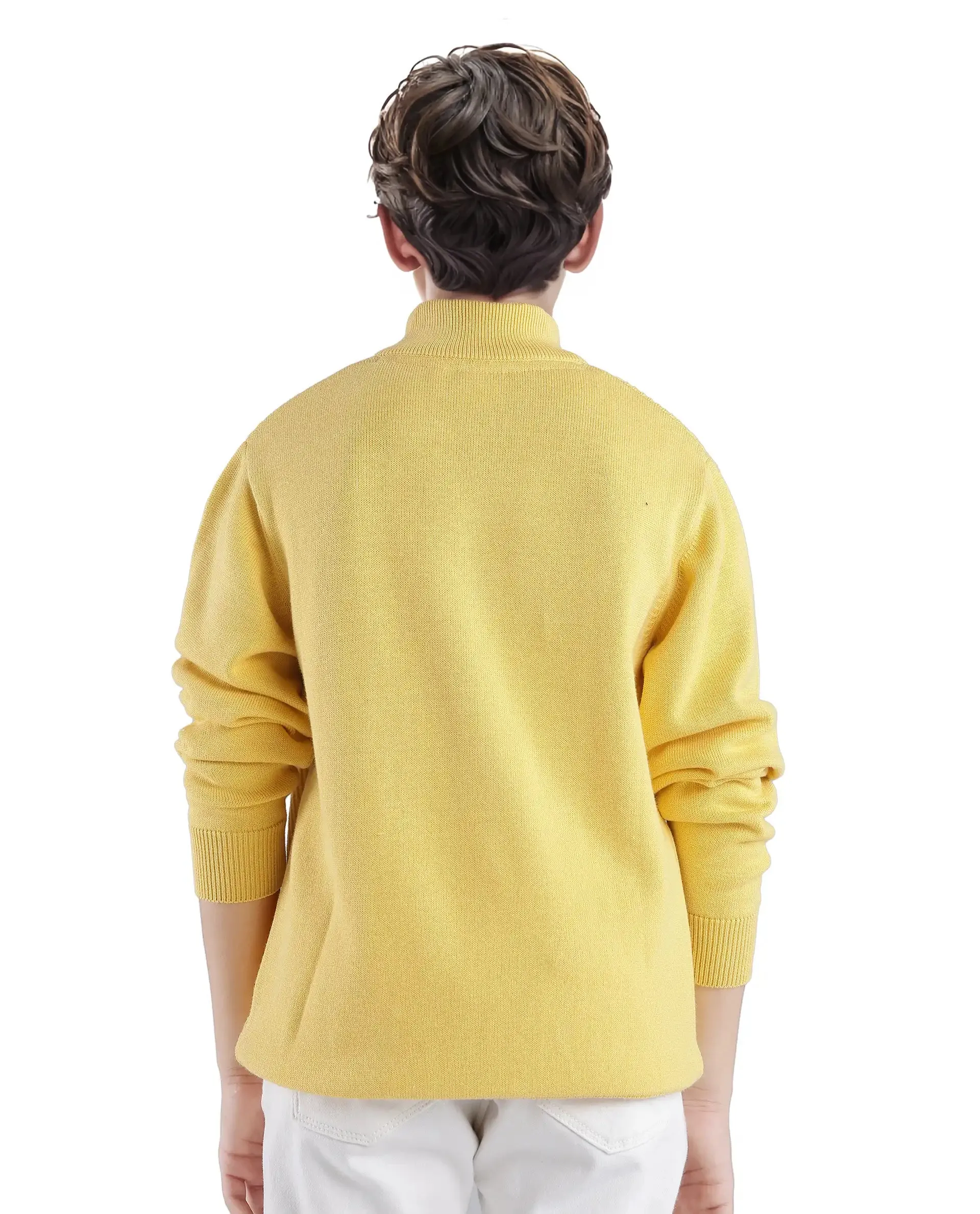 Rare Ones Kids Tron Yellow Cotton Full Sleeve Zipper Regular Fit Sweater