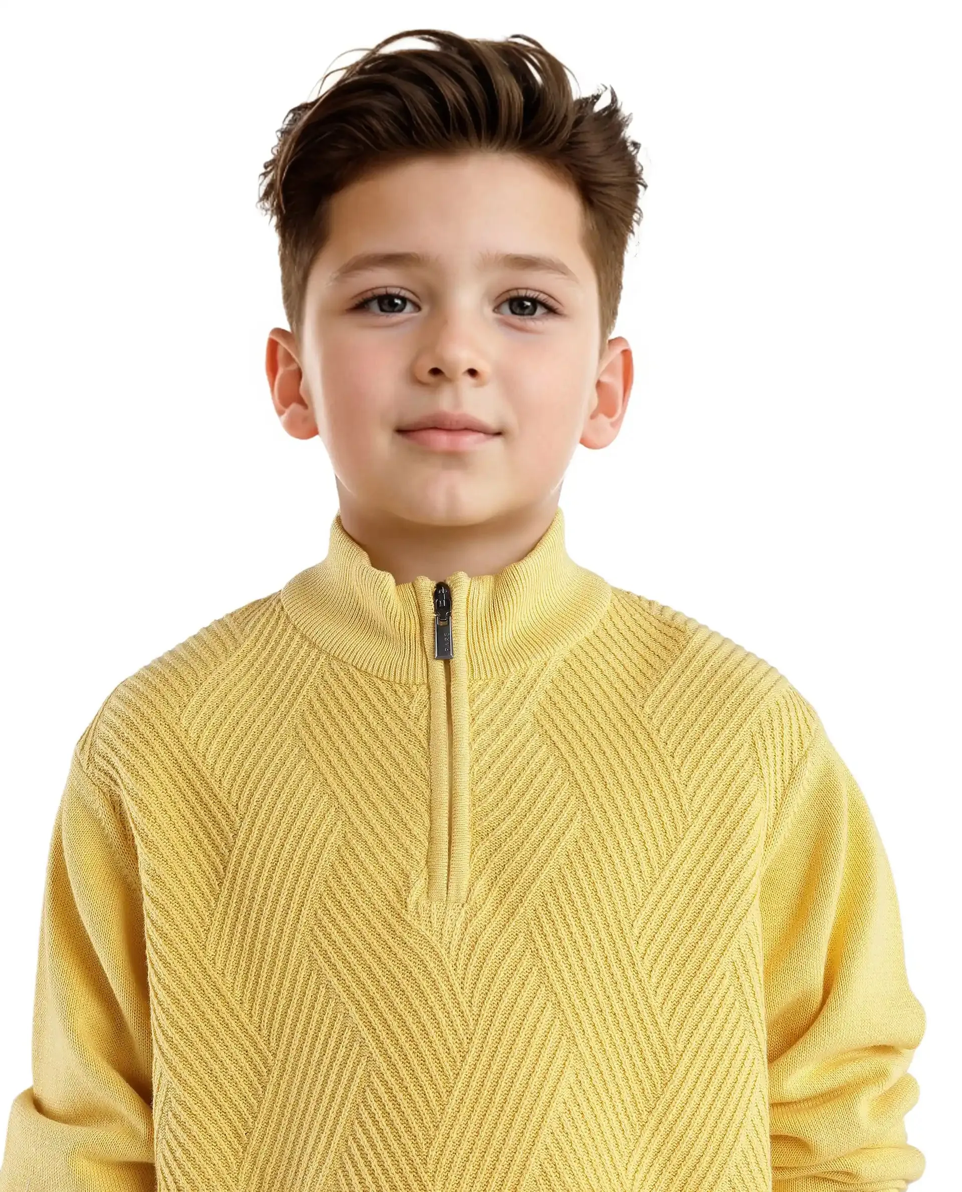 Rare Ones Kids Tron Yellow Cotton Full Sleeve Zipper Regular Fit Sweater