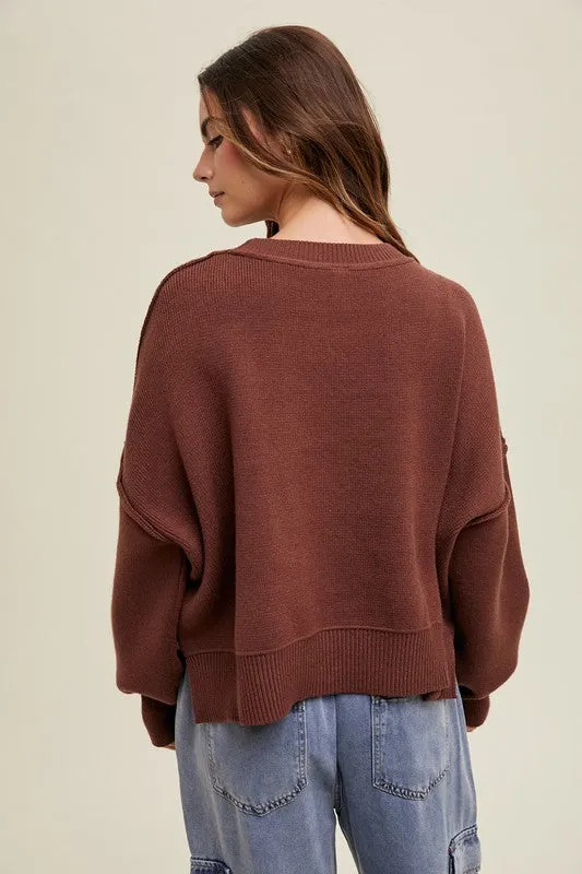 Relaxed Crop Sweater - Espresso