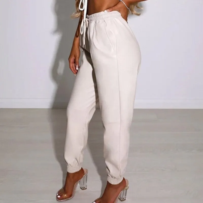 Rewind That Faux Leather High Waist Joggers