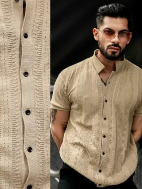 Ribbed FlatKnit Beige Shirt