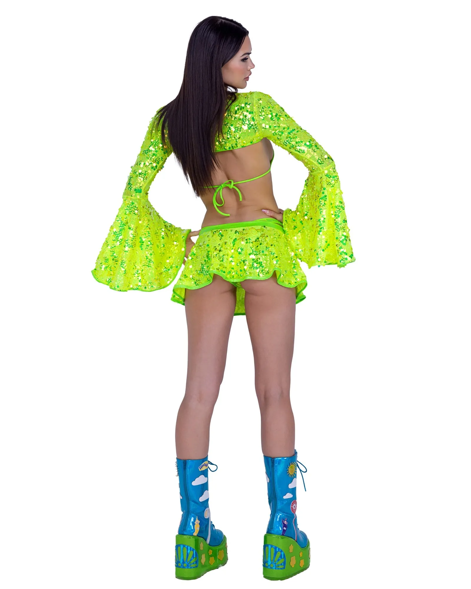 Roma Rave Festival Sequin Flare Skirt