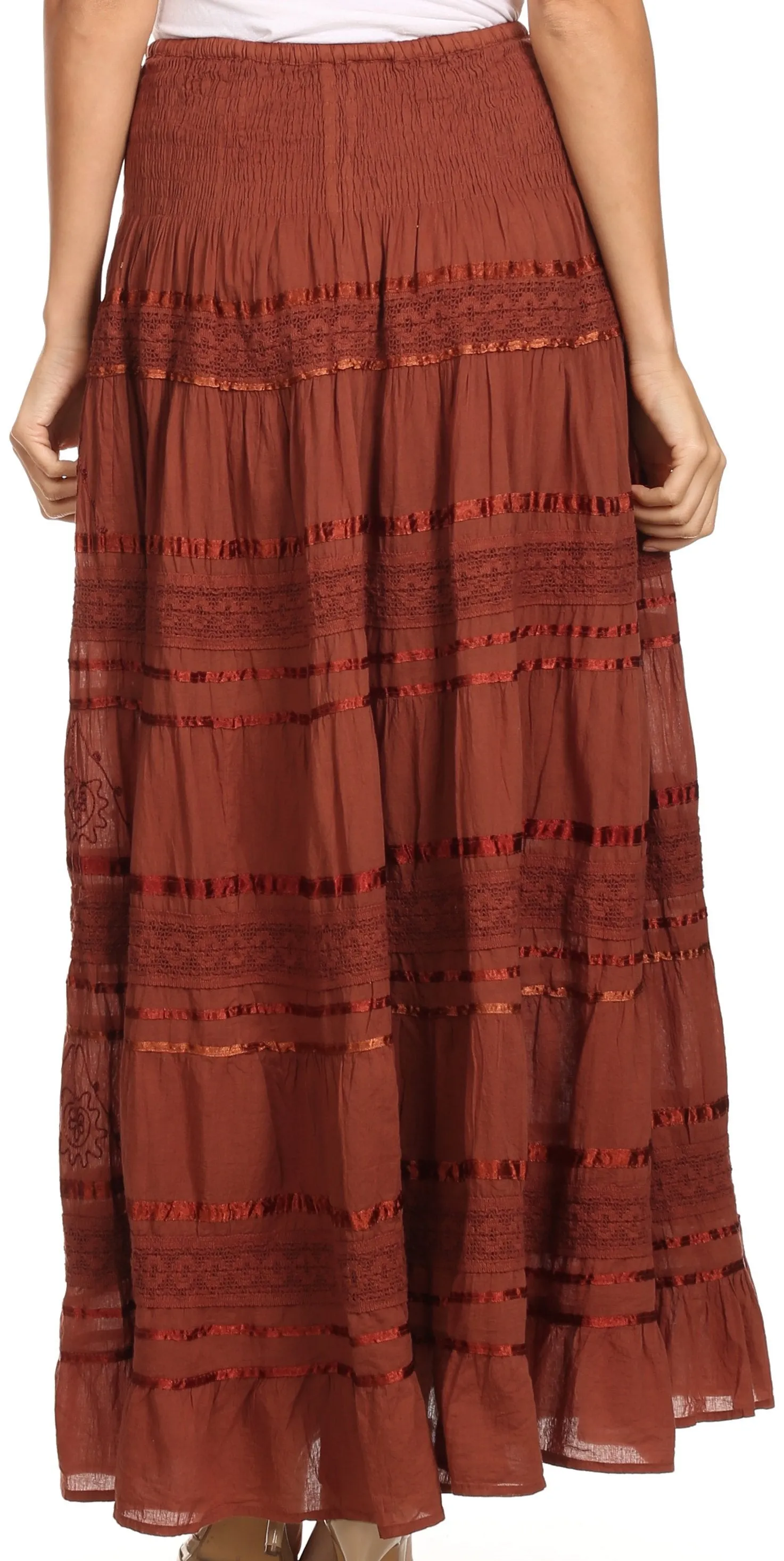 Sakkas Lace and Ribbon Peasant Boho Skirt