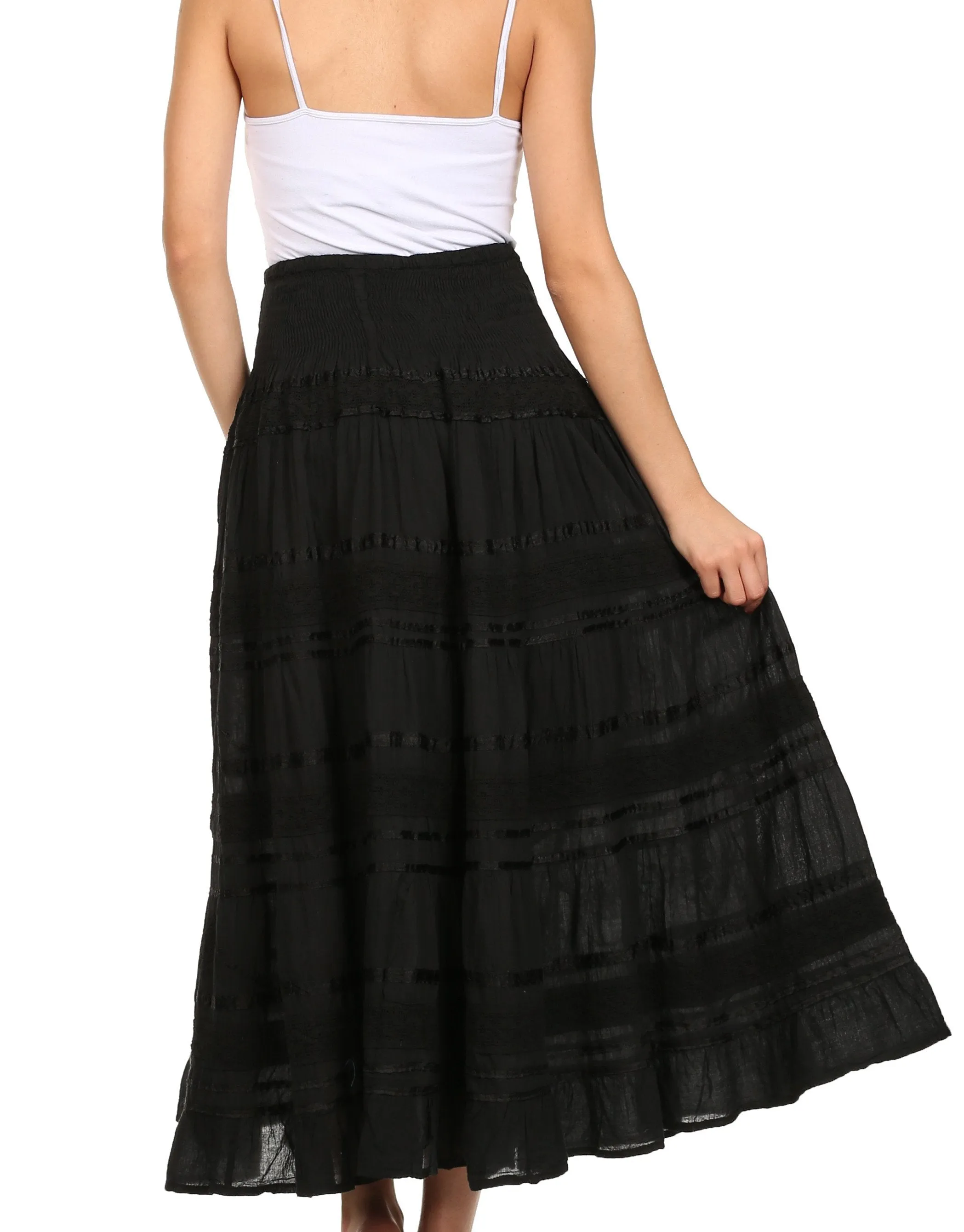 Sakkas Lace and Ribbon Peasant Boho Skirt