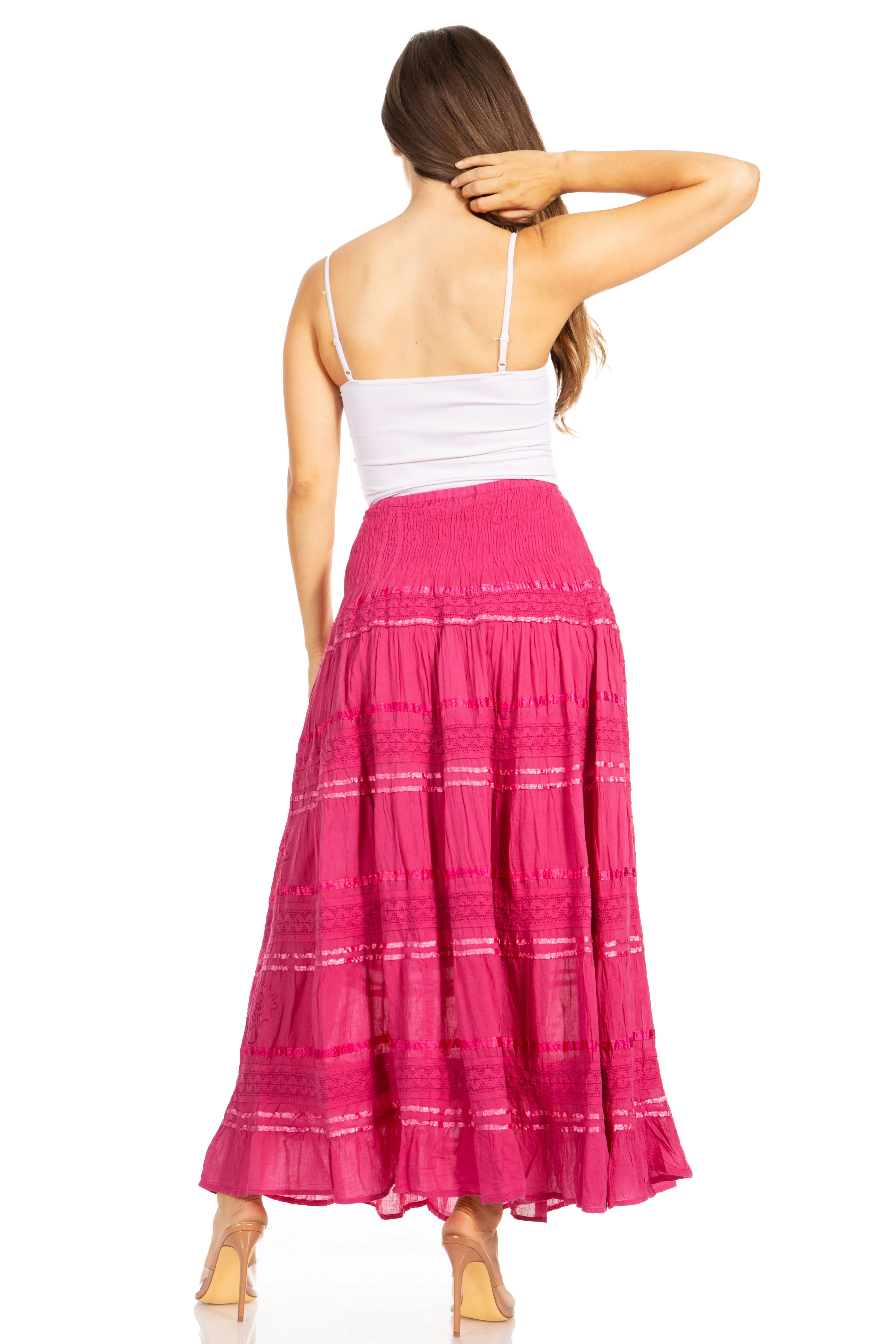 Sakkas Lace and Ribbon Peasant Boho Skirt