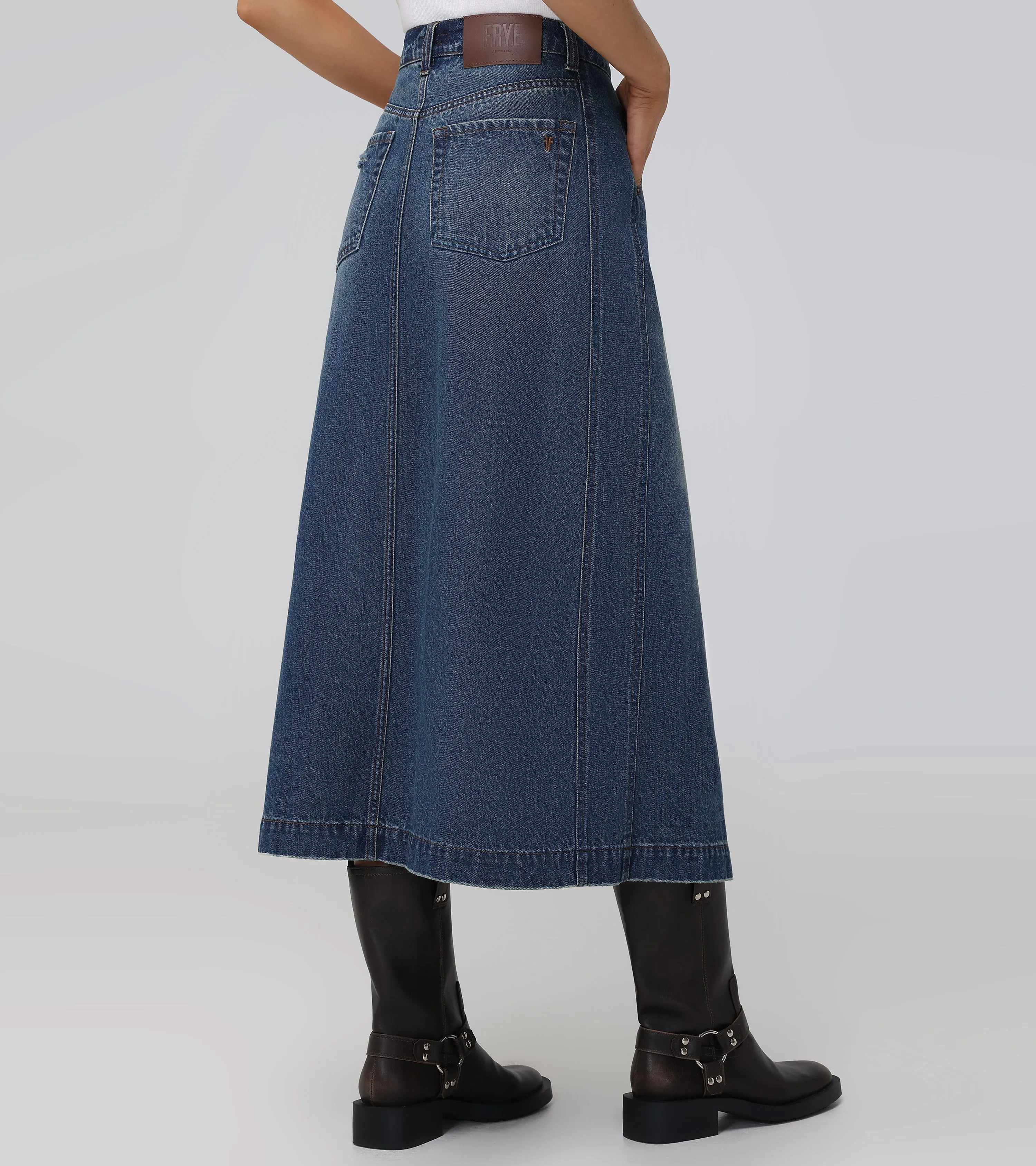 Seamed Denim Maxi Skirt