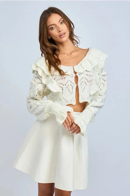 See-Through Ruffle Crop Sweater