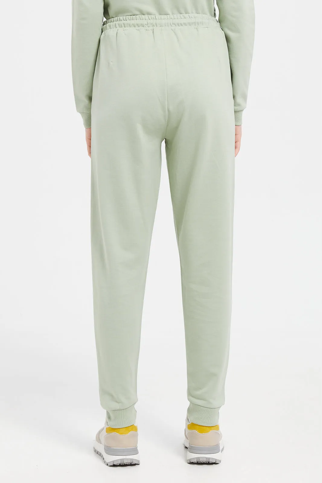 Senior Boys Green Printed Track Pants