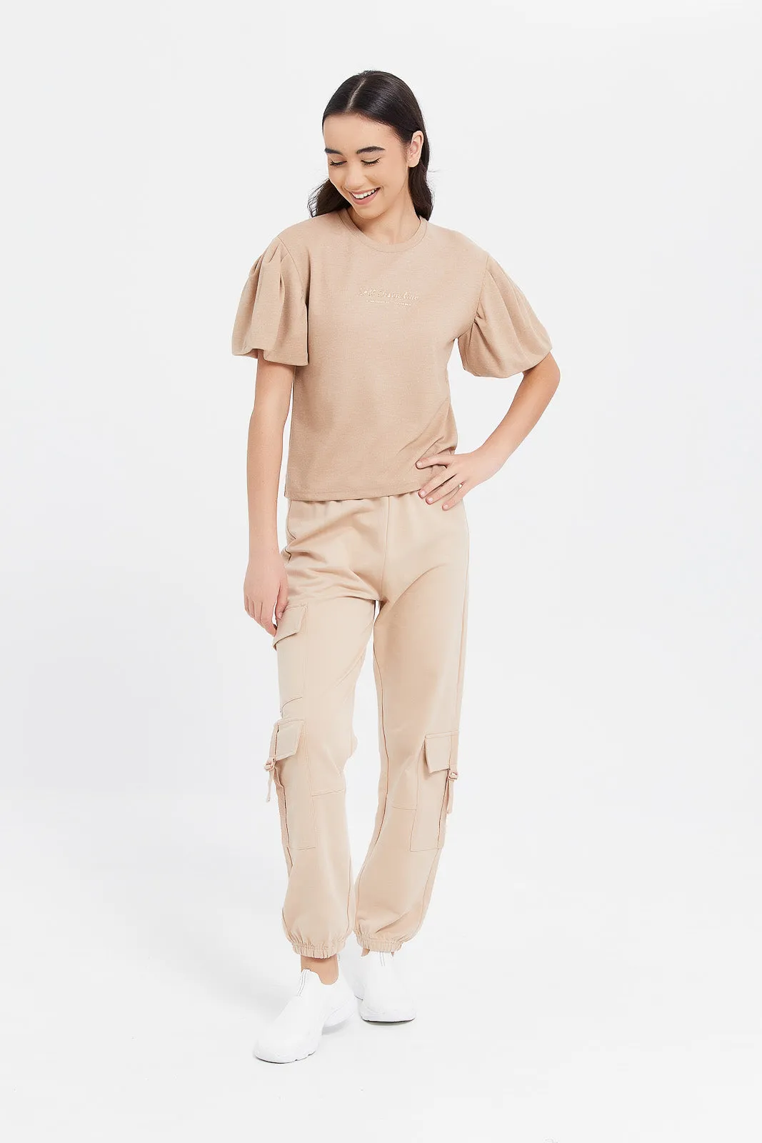 Senior Girls Beige Cargo Pants