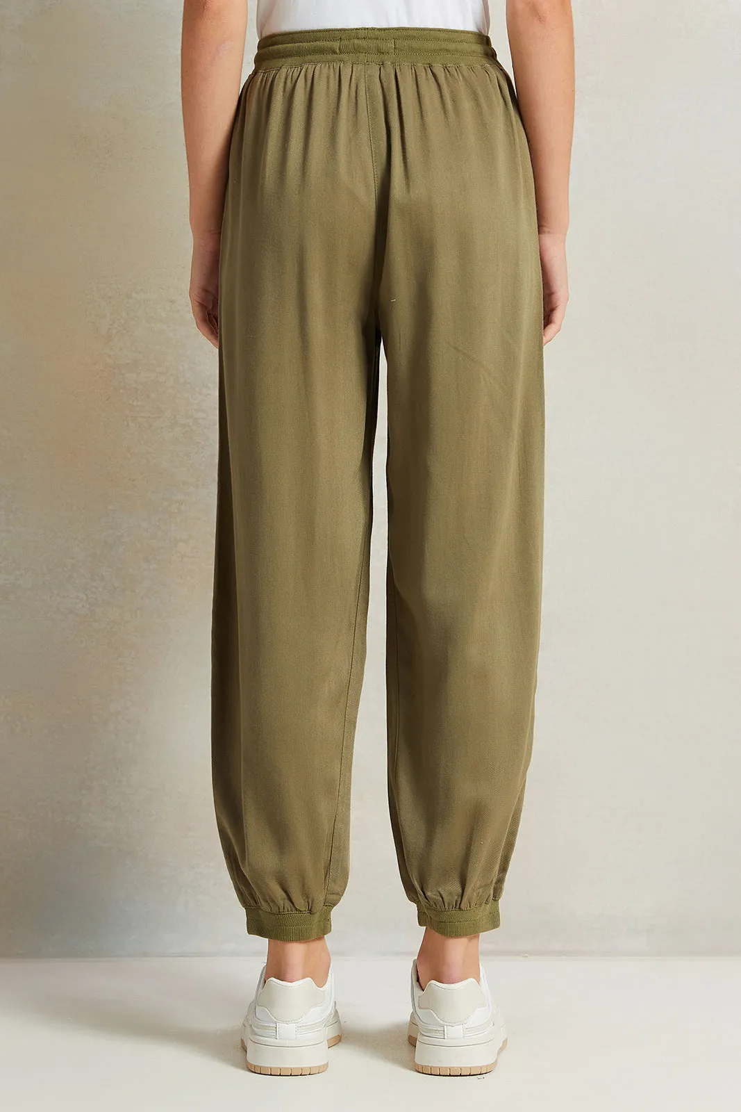 Senior Girls Green Twill Jogger