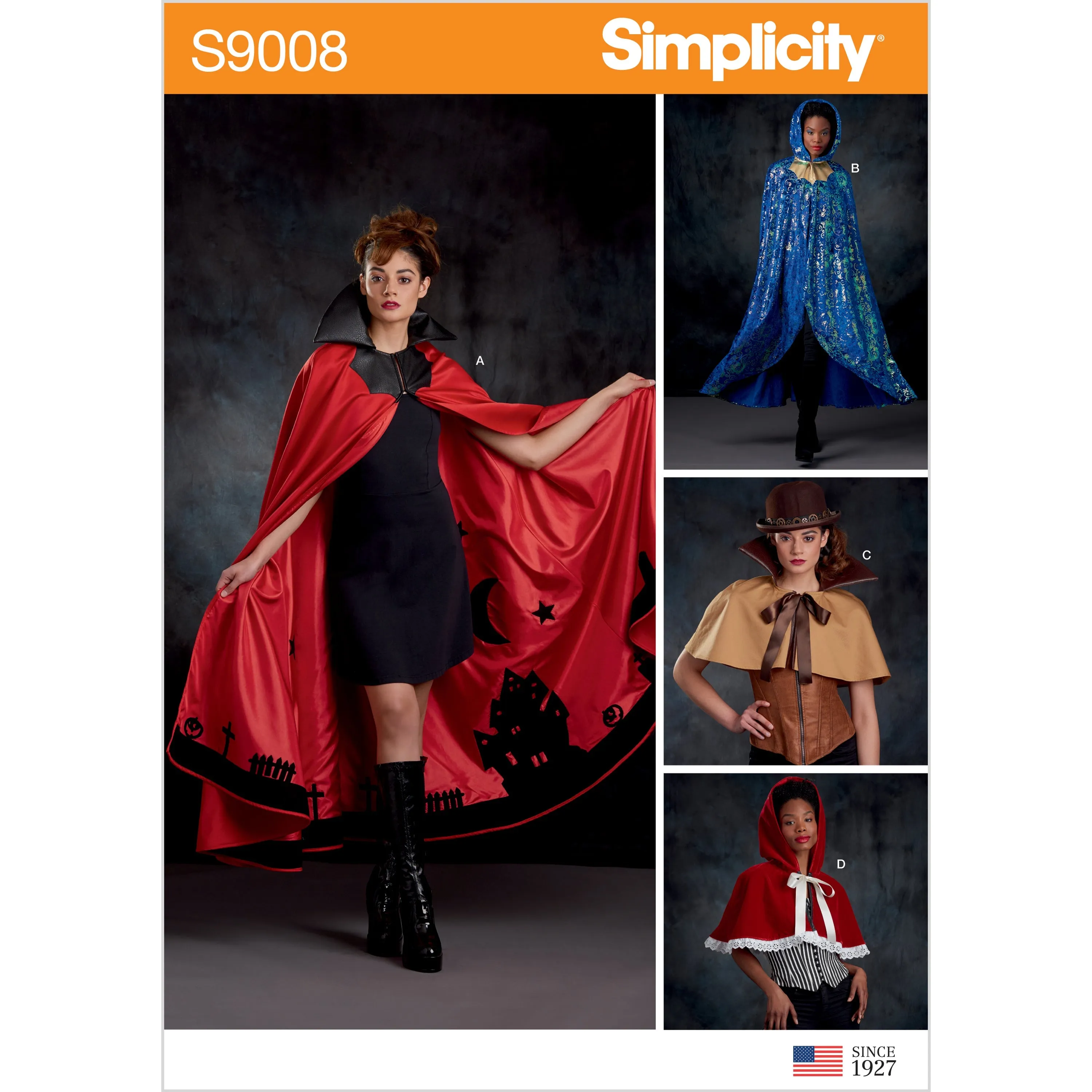 Simplicity Pattern 9008 Misses' Cape with Tie Costumes