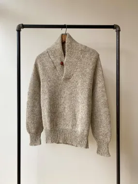 Single Button Wool Shawl Sweater—[S]