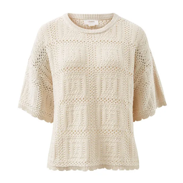 Square Knit Boxy Tee - Ecru