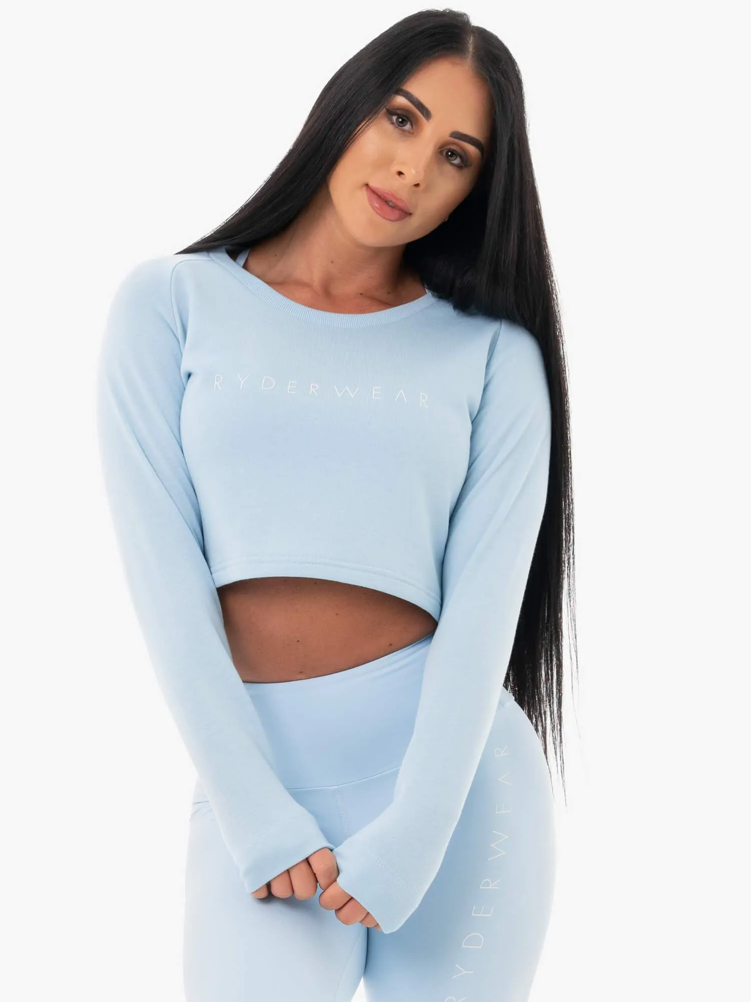 Staples Cropped Sweater - Sky Blue