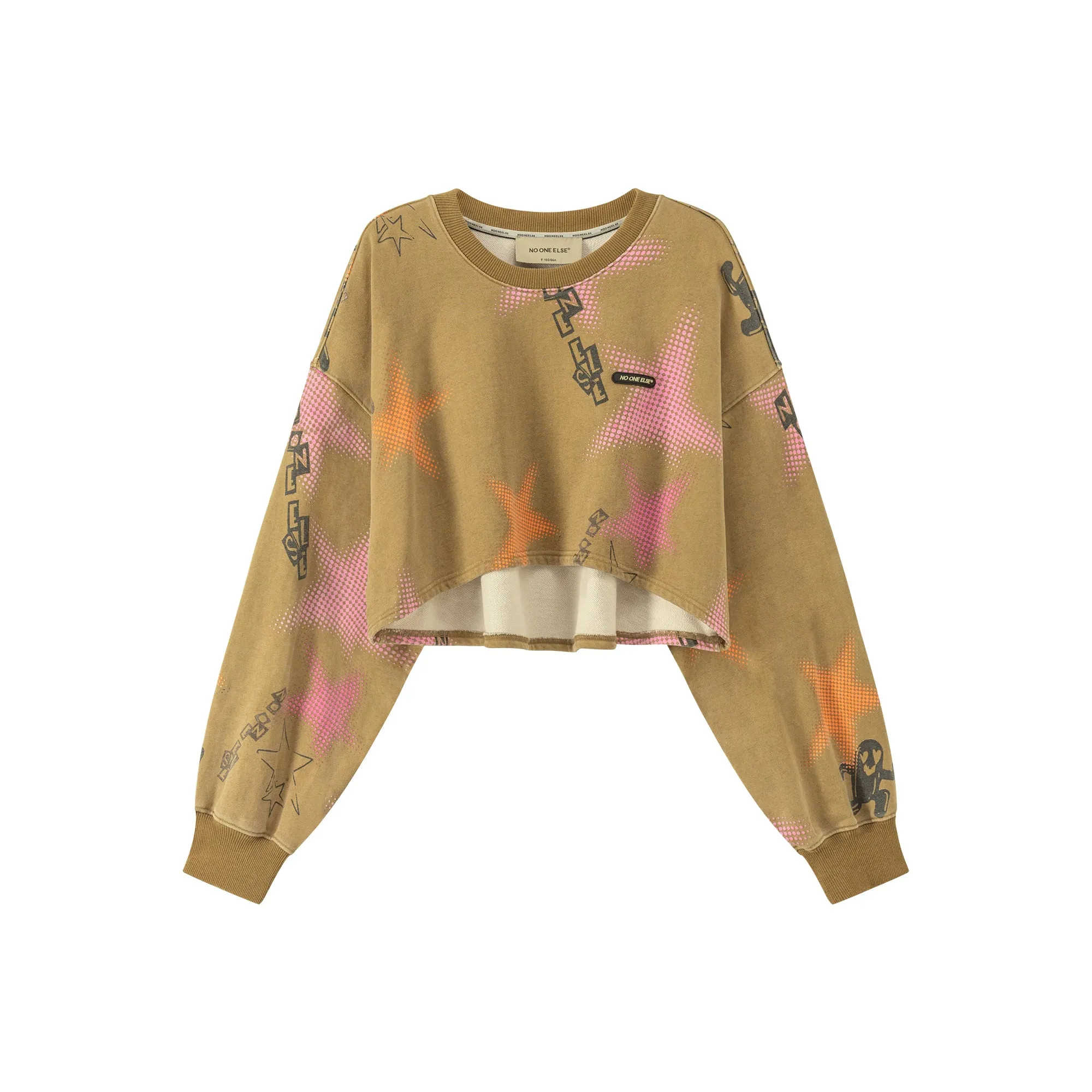 Star Print Loose Fit Crop Sweater