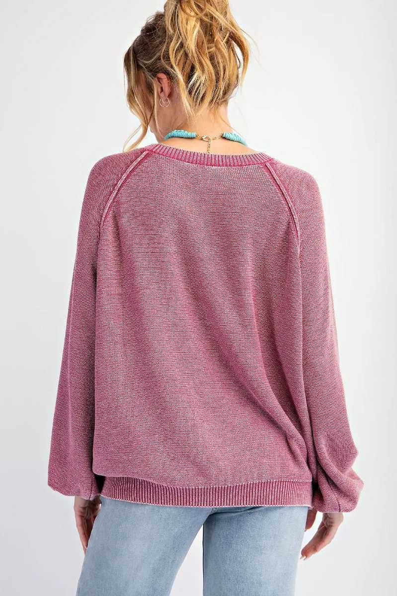 Staying In Mineral Washed Sweater - Orchid