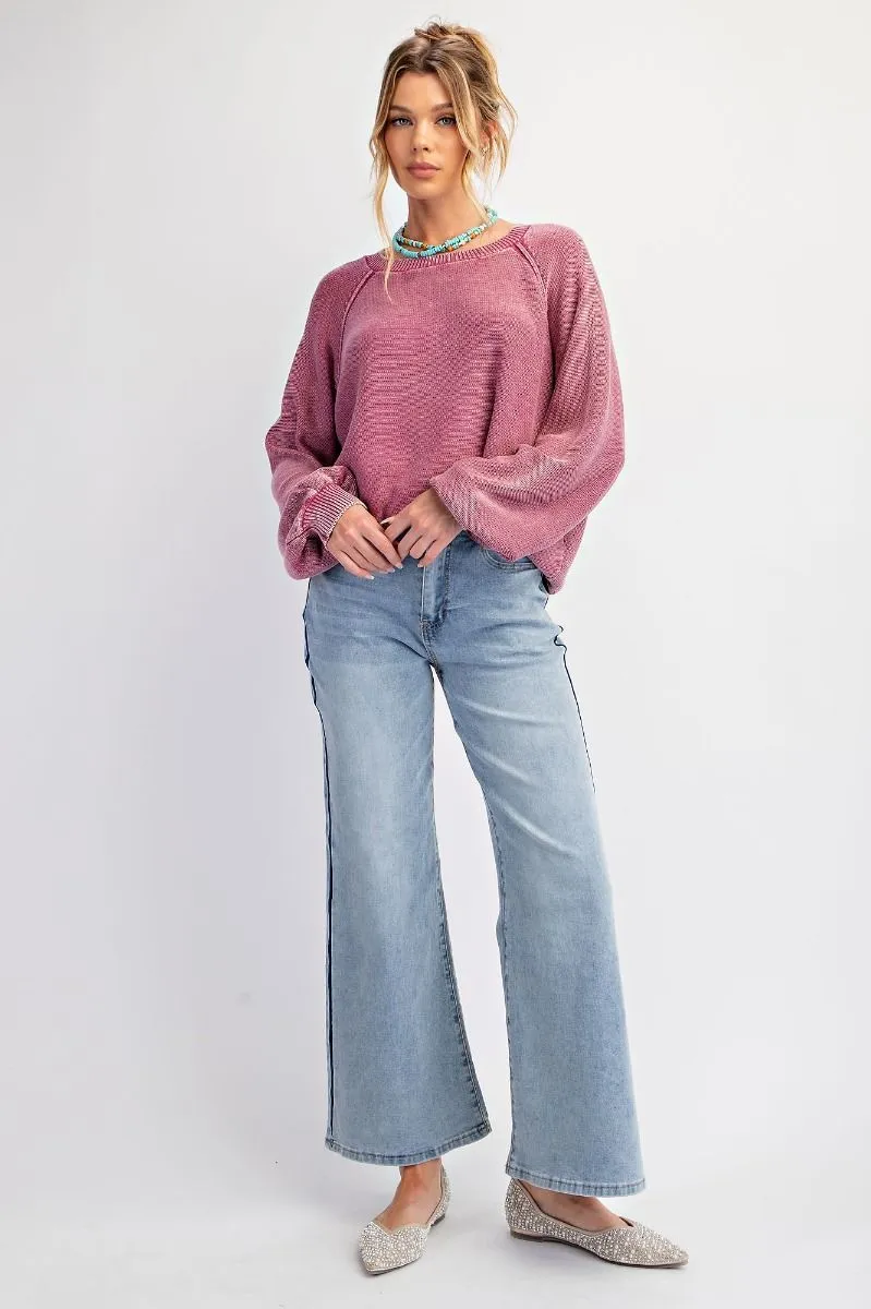 Staying In Mineral Washed Sweater - Orchid