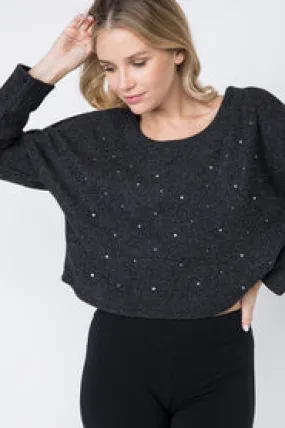 Sweater Crop Top With Rhinestones by Vocal