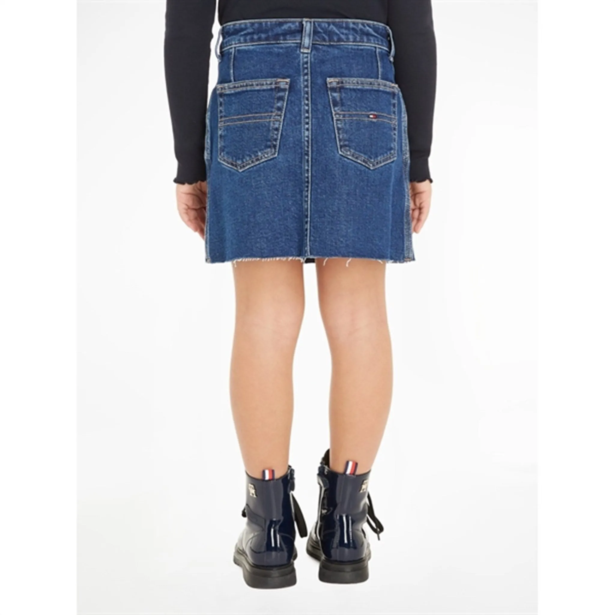 Tommy Hilfiger Denim Button Through Skirt Midblueclean