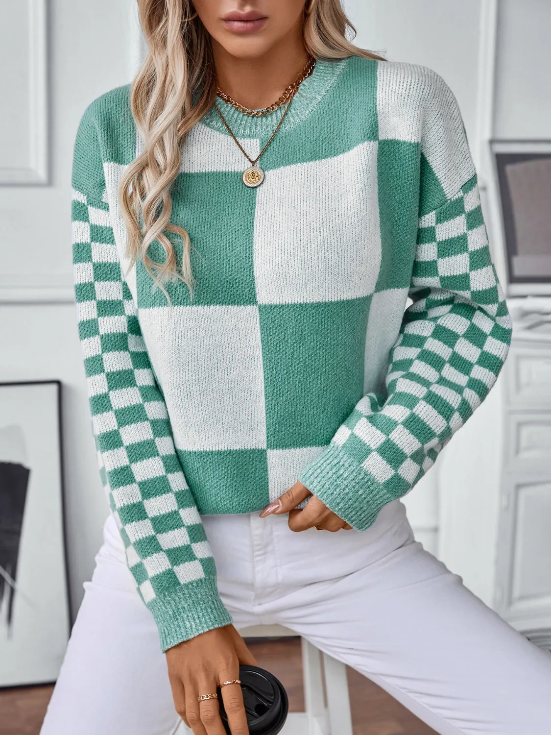 Trendy Color Block Round Neck Long Sleeve Sweater | Fall Fashion Trends