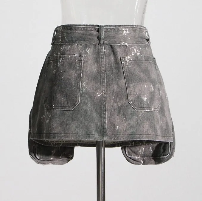 Urban Utility Denim Cargo Mini Skirt