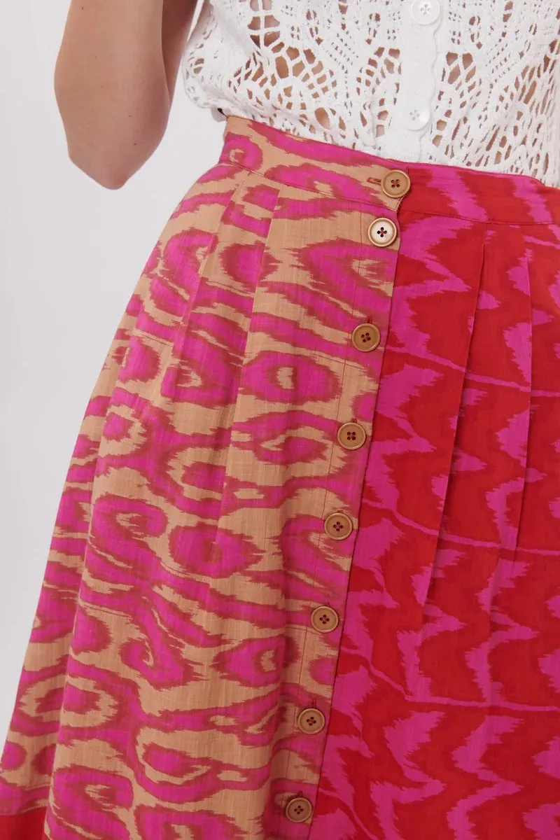 Vahina Button Skirt - Fuchsia