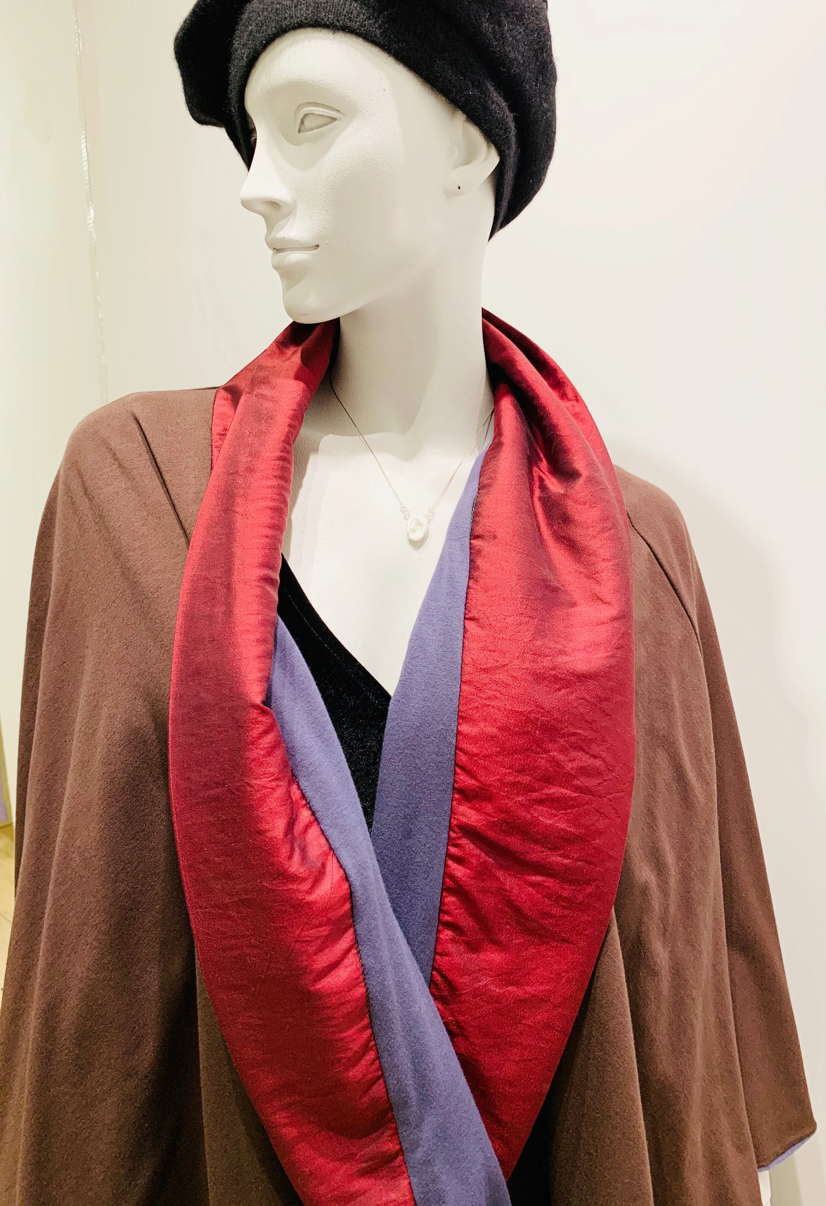 Violet Grey & Red Varanasi - Magic Swing Cape