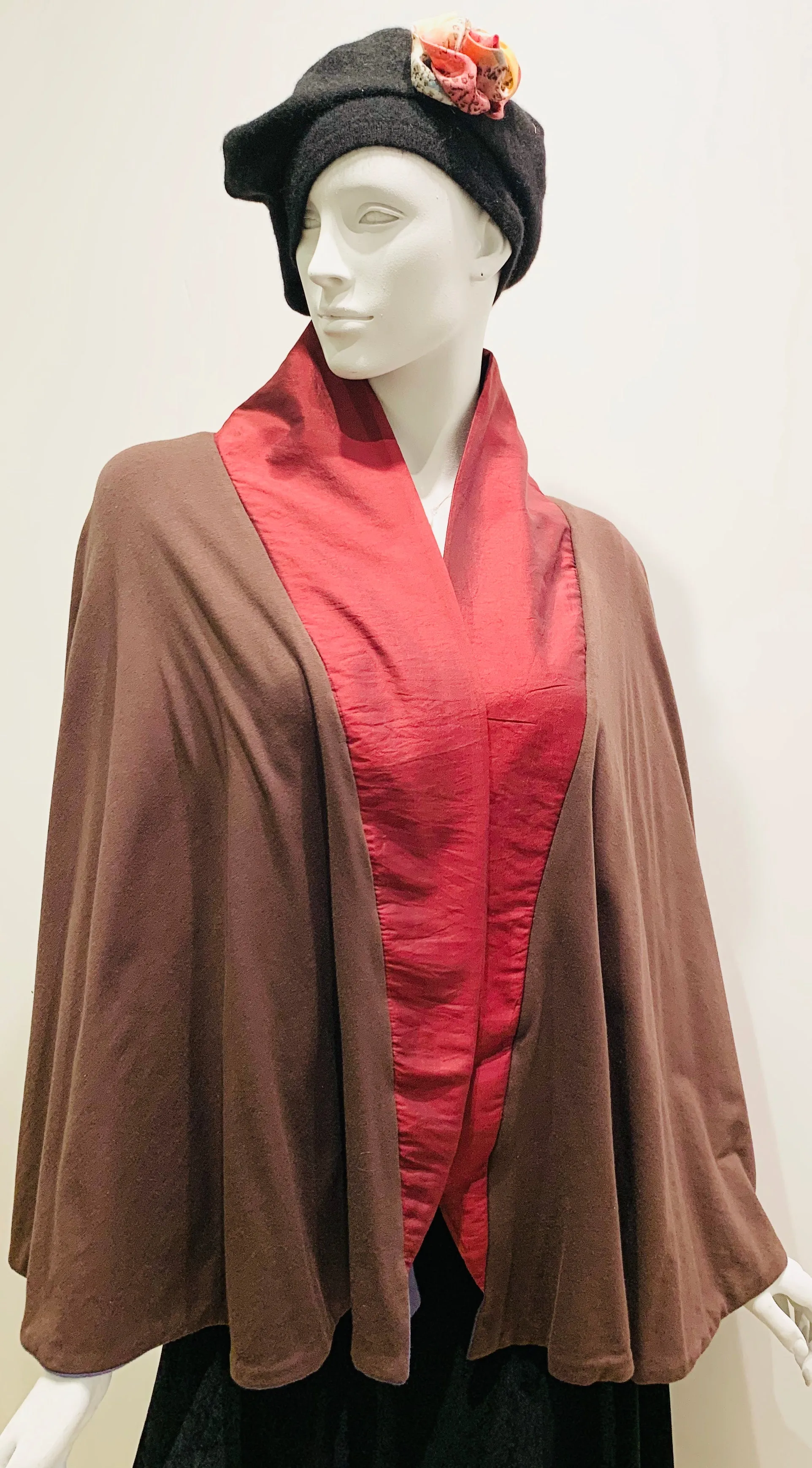 Violet Grey & Red Varanasi - Magic Swing Cape