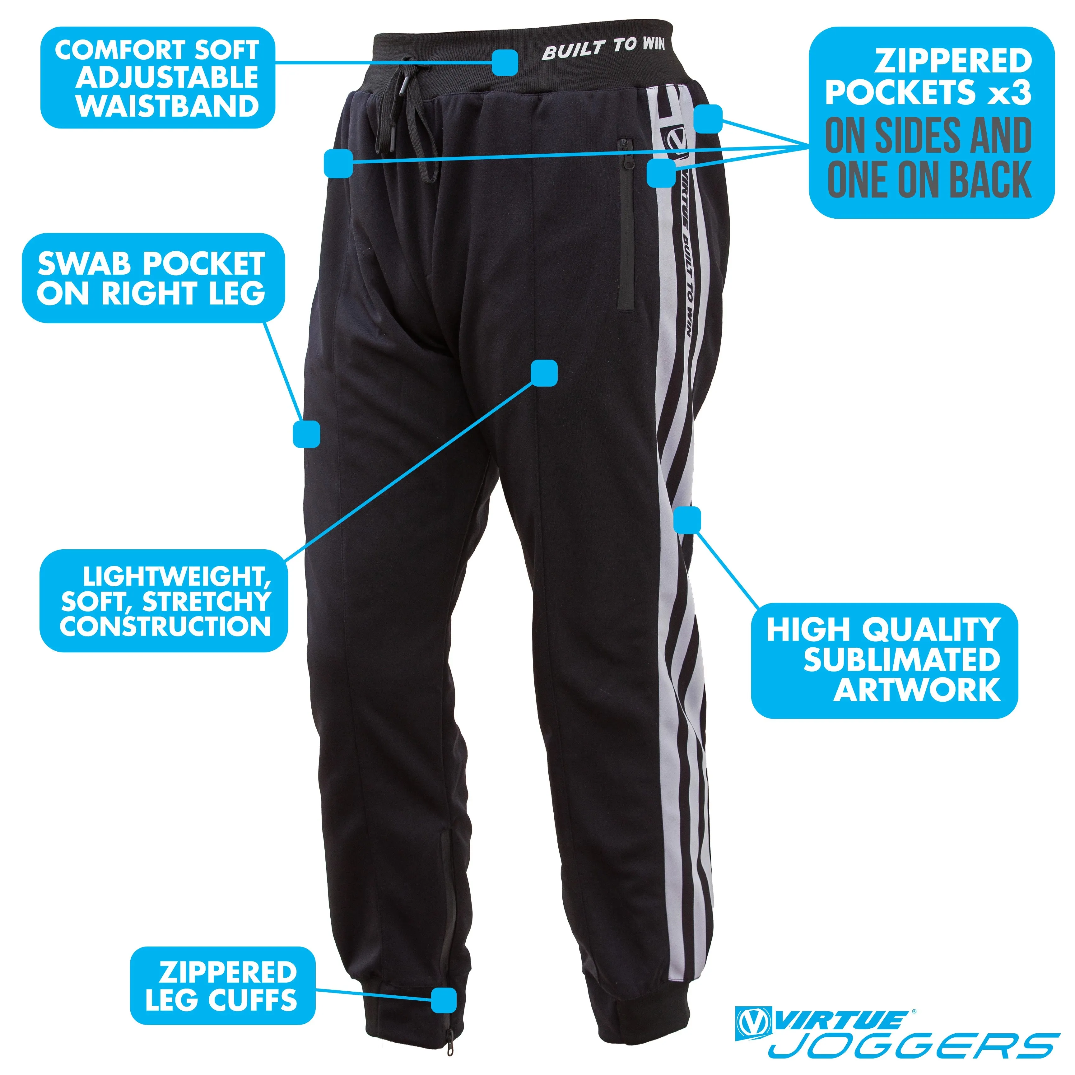 Virtue Jogger Pants - Built to Win - Striped / Black