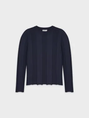 WIDE RIBBED SWEATER-NAVY