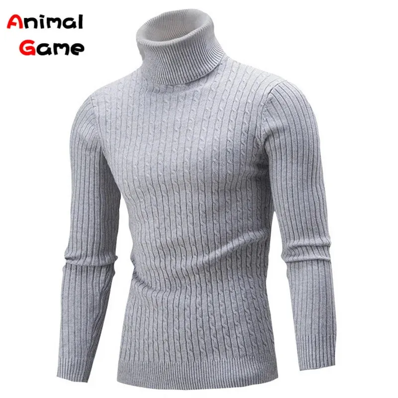 Winter Men Pullover Top Turtleneck Long Sleeve Thick Warm Sweater Slim Pullover Casual Knitwear Elasticity Knitwear Men Clothing