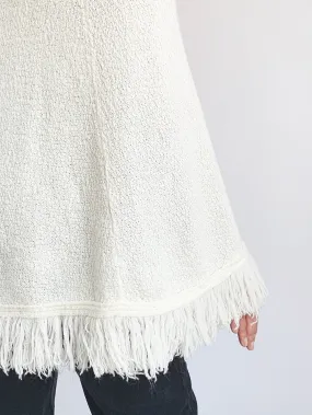 Wintuk Ivory Knit Cape with Fringe