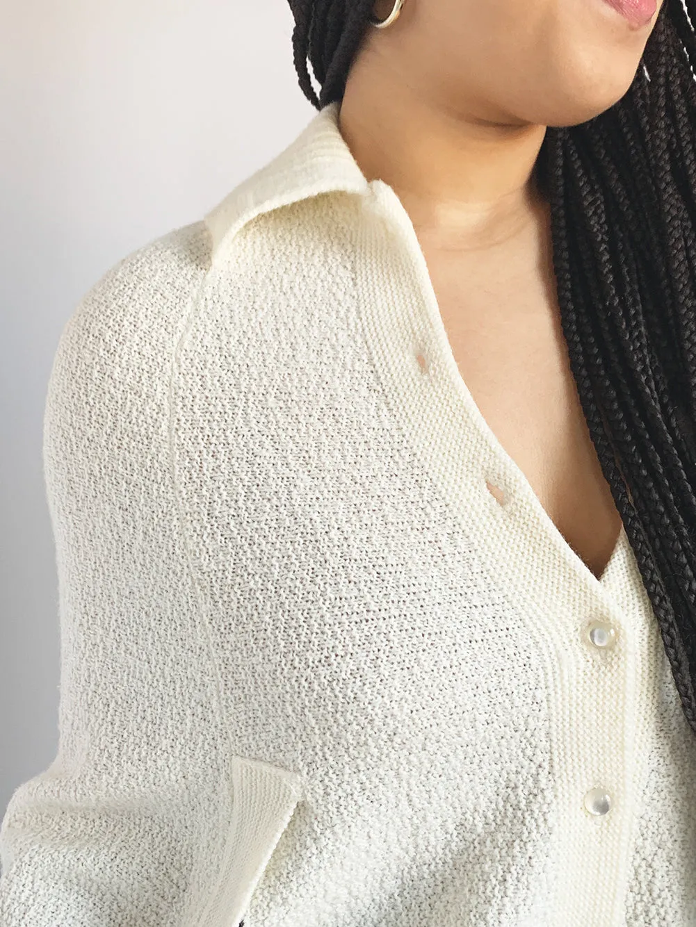 Wintuk Ivory Knit Cape with Fringe