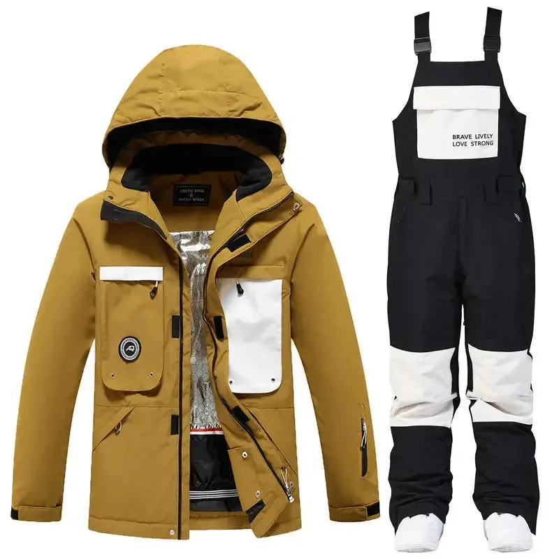 Women Outdoor Thick Snowsuits with Matched Snow Bibs