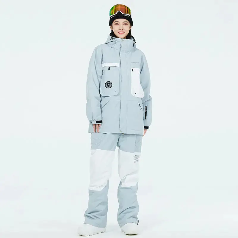 Women Outdoor Thick Snowsuits with Matched Snow Bibs