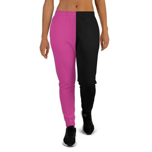 Women's Joggers, Hot Pink and Black - Fade Resistant