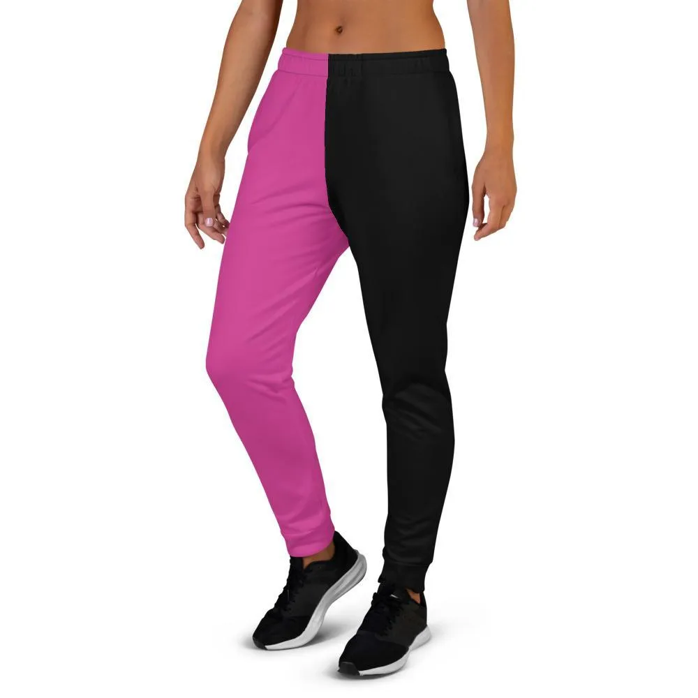 Women's Joggers, Hot Pink and Black - Fade Resistant