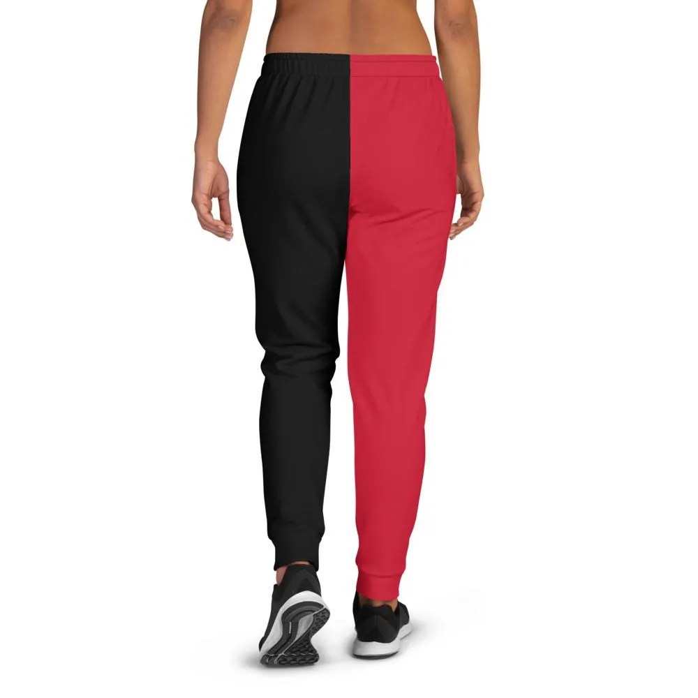 Women's Joggers, Red and Black Two-Tone Style