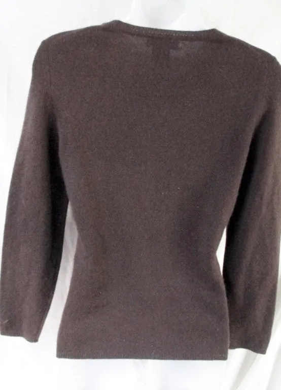 Womens Ladies Lord & Taylor CASHMERE Pullover Sweater ESPRESSO BROWN S