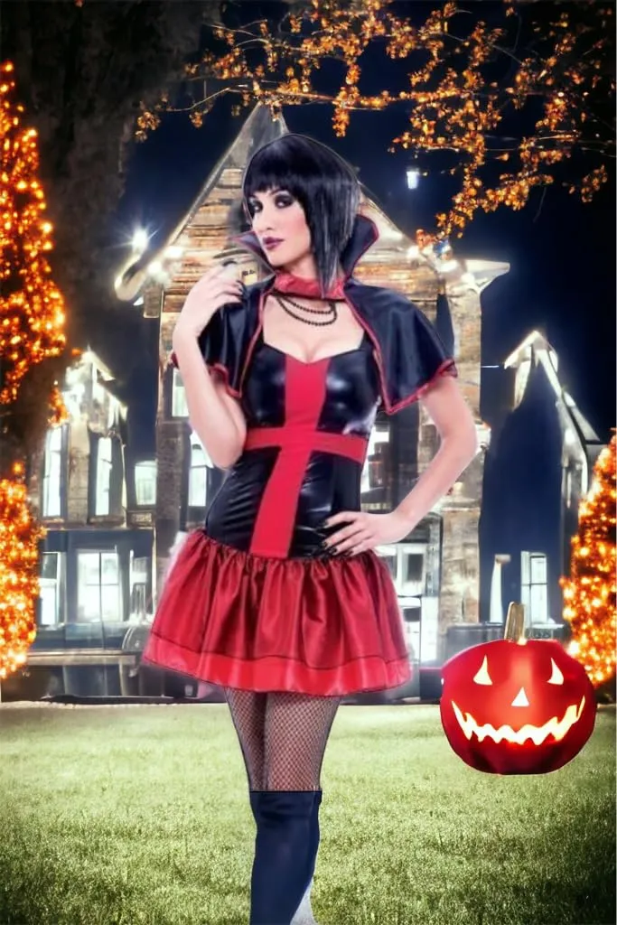 Womens Transylvania Vixen Halloween Vampire Fancy Dress Costume - Small