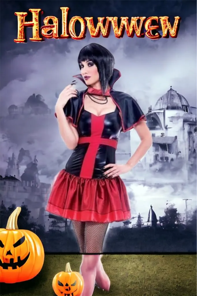 Womens Transylvania Vixen Halloween Vampire Fancy Dress Costume - Small